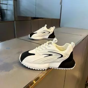 Толстые кроссовки для мужчин и женщин, дизайнерские туфли с закрытым дном, модные повседневные сетчатые дышащие туфли с увеличенной внутренней частью на плоской платформе 36