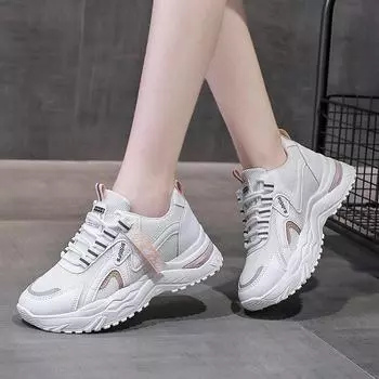 Толстые кроссовки, женские сетчатые туфли со шнуровкой на высоком каблуке, женская обувь с квадратным носком, разноцветная вулканизированная обувь на платформе, большие размеры 35 чёрный