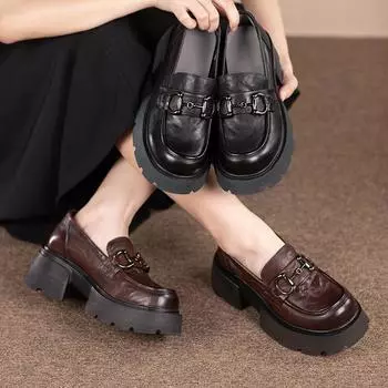 Толстые мокасины Кожаные туфли Кожаные туфли Одиночные туфли 35 чёрный