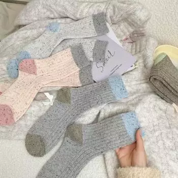 Толстые носки женские Тондэмун идеи подбора цвета пряжа утолщенная теплая шерсть средняя трубка штабелируемые носки женские носки One Size белый