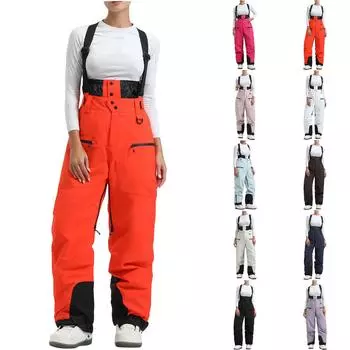 Толстые плечевые ремни с хлопковыми зажимами для тепла, ветрозащитные и водонепроницаемые лыжные брюки XS бежевый