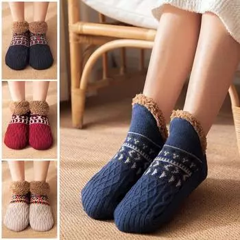 Толстые плюшевые носки для пола из осенне-зимней ткани, теплые нескользящие домашние тапочки, носки, мягкие и удобные, устойчивые к холоду. 01-L