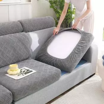 Толстые плюшевые жаккардовые эластичные чехлы для дивана, подушки сиденья, чехол для L-образной подушки Chaselong, мягкие, сохраняющие тепло S-HEAD(1pc)