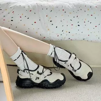 Толстые подошвы Baotou римские сандалии женские летние уличные дышащие полые спортивные туфли с дырочками 35 бежевый