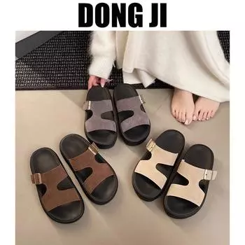 Толстые подошвы классные тапочки женская летняя модная одежда сандалии с мягкой подошвой женские 2025 новые интернет знаменитости повседневные пляжные тапочки женские 35 серый