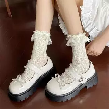 Толстые подошвы мокасины женские 2025 новые туфли в британском стиле Лолита милые туфли с бантом для девочек в стиле колледжа ретро JK single shoes 35