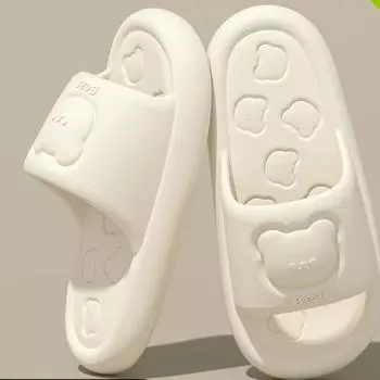 Толстые подошвы мультфильм милые крутые тапочки EVA ванная комната для домашнего использования, мужские летние женские нескользящие и без запаха ноги, для домашнего использования в помещении 36-37 белый