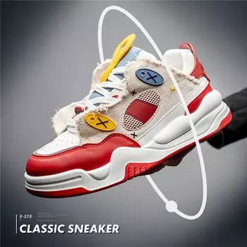 Толстые подошвы мужские кроссовки модные удобные нескользящие туфли весна 2024 новые мужские повседневные туфли уличные сетчатые легкие дышащие 39 красный