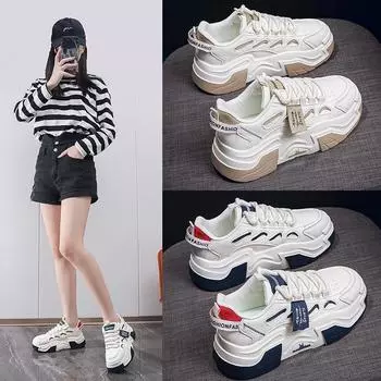 Толстые подошвы Pops Shoes Женщины, Стрельба на улице Студенты Бег Спортивные Увеличивающие Повседневная Обувь 35 синий