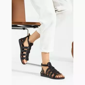 Толстые полосатые женские повседневные сандалии с пряжкой на щиколотке 51-810-23