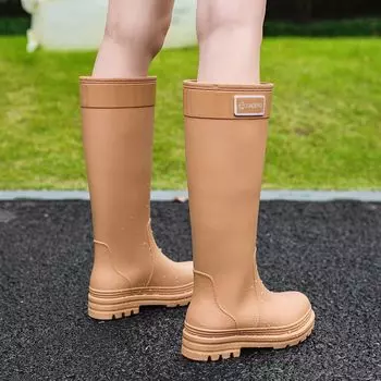 Толстые резиновые сапоги Женские резиновые сапоги Взрослые Модные для улицы Водонепроницаемые Нескользящие Износостойкие Длинные сапоги 35-36