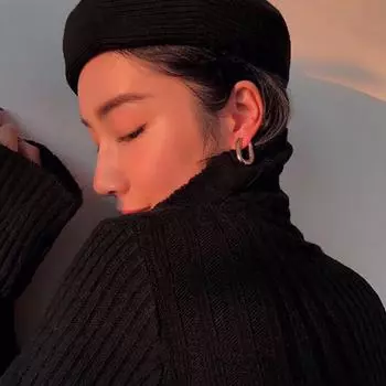 Толстые серьги-кольца из нержавеющей стали INS Oval Earrings 18k Gold Plated Jewelry Earrings Fashion