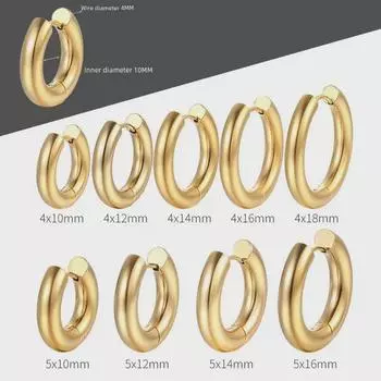 Толстые серьги-унисекс из нержавеющей стали с позолотой 18 карат: Универсальный и модный