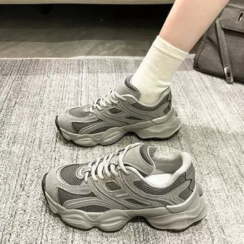 Толстые сетчатые дышащие кроссовки Hundred Match Running Casual Sneakers для женщин Spring Pops Shoes 35 хаки