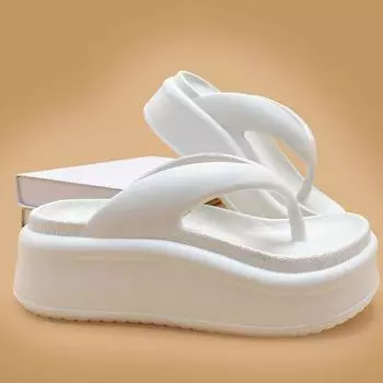 Толстые шлепанцы из ЭВА для женских летних тапочек, увеличивающих рост, модная верхняя одежда, простые сандалии с клипсой и каблуки-губки 36-37 белый