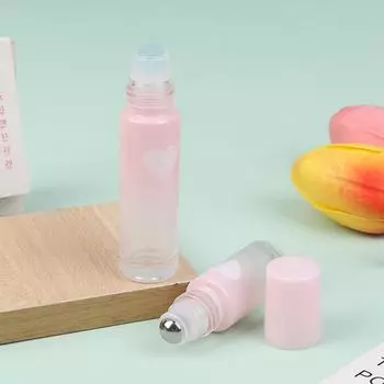 Толстые стеклянные флаконы для роликов 5/10 мл, градиентный цвет, пустая бутылка, шариковый флакон для эфирного масла, дорожный набор, форма любви, розовый