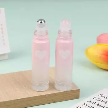 Толстые стеклянные флаконы для роликов 5/10 мл, градиентный цвет, пустая бутылка, шариковый флакон для эфирного масла, дорожный набор, форма любви, розовый