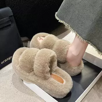 Толстые тапочки Mao Mao женские осень 2025 новая корейская версия большие размеры домашняя одежда для параллельных брусьев Mao Mao drag женские 35