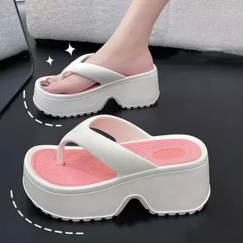 Толстые тапочки Женская одежда Летние шлепанцы Сандалии Туфли на высоком каблуке 40 чёрный