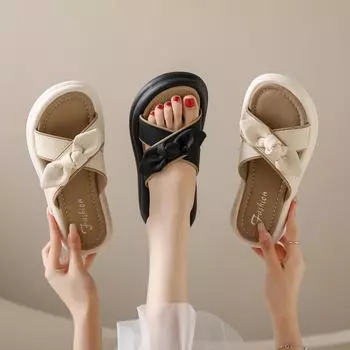 Толстые тапочки женские летние верхние наряды One Word Drag Cross Fairy с юбкой пляжные сандалии модные женские летние дышащие туфли 35