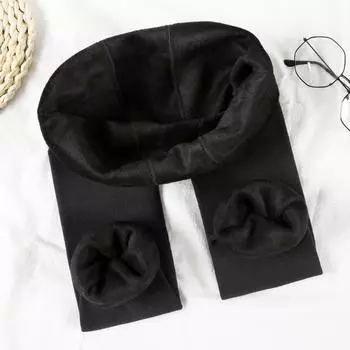 Толстые теплые бесшовные леггинсы из кашемира S чёрный