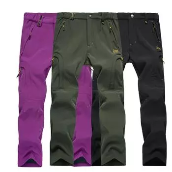 Толстые теплые флисовые походные брюки женские зимние водонепроницаемые ветрозащитные уличные мягкие непромокаемые брюки треккинговые лыжные брюки для кемпинга 8XL чёрный