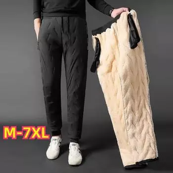 Толстые теплые спортивные штаны из овечьего флиса, мужские повседневные брюки из плотного бархата, хлопковые брюки, теплые и холодные спортивные штаны 7XL