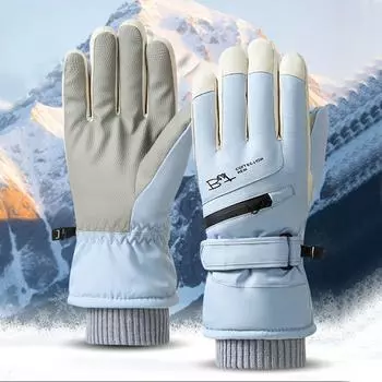 Толстые теплые зимние лыжные перчатки, водонепроницаемые флисовые варежки, многофункциональные женские лыжные перчатки для велоспорта