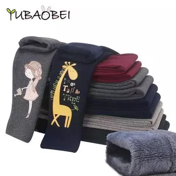 Толстые теплые зимние штаны для девочек, леггинсы с героями мультфильмов для девочек и флисовые детские брюки, детские хлопковые леггинсы, брюки 110