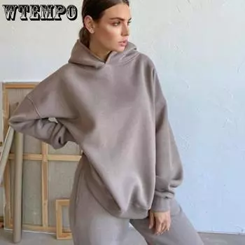 Толстые толстовки с высокой талией, брюки, женский спортивный костюм, пуловер для бега, повседневный комплект из двух предметов, женские осенне-зимние женские костюмы S светло-синий