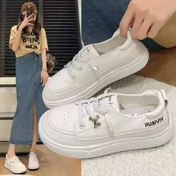 Толстые Туфли Белые Женские Летние Туфли Мягкие Туфли Для Доски Сто Спортивных Туфлей Для Отдыха Женские Туфли Для Ленивых Ударов Ногами 35 серебряный