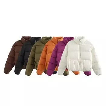 Толстые женские парки, зимние теплые свободные пуховые пальто, куртки с воротником-стойкой и хлопковой подкладкой XS чёрный