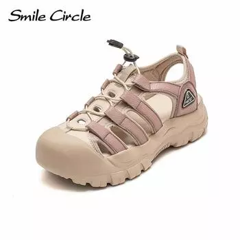 Толстые женские сандалии из натуральной кожи, туфли на плоской подошве с круглым носком и толстой подошвой, удобная повседневная обувь ярких цветов 35 фиолетовый