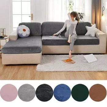 Толстый бархатный чехол для дивана, однотонный чехол для диванной подушки, эластичный чехол, универсальный чехол для дивана, столовая Normal Size 50-70 кофейный