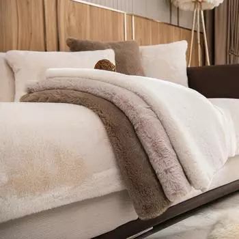 Толстый бархатный чехол для дивана с кроликом, сохраняющий тепло, шезлонг, угловой диван, подушка, диван-полотенце, нескользящий чехол для дивана для гостиной A 70x70cm 1pc