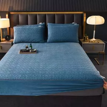 Толстый бархатный наматрасник размера «queen-size», стеганый эластичный простынь 180x200, глубокий мягкий теплый наматрасник, однотонный Only 2pcs pillowcase