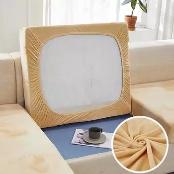 Толстый бархатный тканевый чехол на сиденье дивана, эластичный супер мягкий чехол для дивана, чехол для подушки, защита для мебели, L-образный чехол для дивана для гостиной Normal Size (S)-1pc