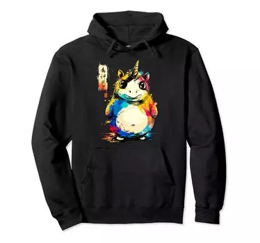 Толстый единорог японское искусство легендарная редкая толстовка с капюшоном единорога