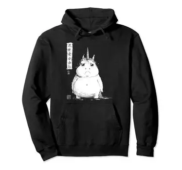 Толстый единорог японское искусство легендарная редкая толстовка с капюшоном единорога