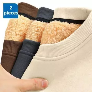 Толстый флисовый свитер для мужчин и женщин - овечья шерсть, теплый, круглый вырез - идеально подходит для осени и зимы 5XL (180-200 jin)