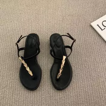 толстый каблук, жмут в пальцах, нишевые, высококлассные сандалии, туфли феи, 2025, новая летняя модель, средний каблук, туфли под юбку 35 чёрный