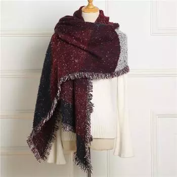 Толстый кашемировый шарф, женский зимний вязаный пашминовый ромб, шали и накидки, женские теплые шейные шарфы