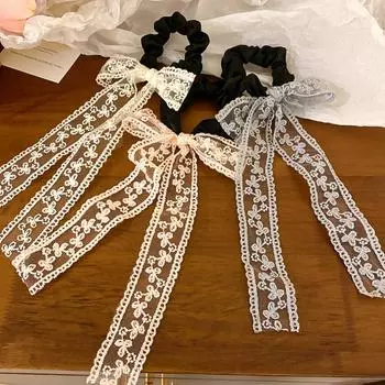 Толстый кишечник волос круг кружевная лента волосы веревка держатель для хвоста кружевная петля для волос леди девушки розовый