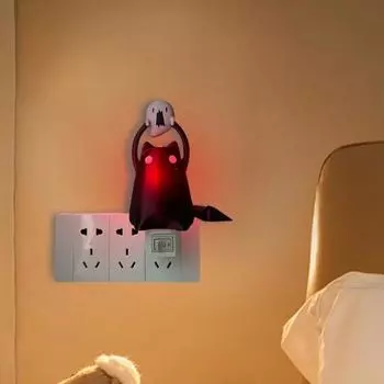 Толстый кот держит лампу-призрак, статуэтка кошки на Хэллоуин, светодиодный ночник, фигурка котенка для украшения комнаты на Хэллоуин US Plug Cat