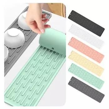 Толстый коврик для смесителя, гибкий практичный противоскользящий поднос для раковины, подушка-органайзер для посуды серый