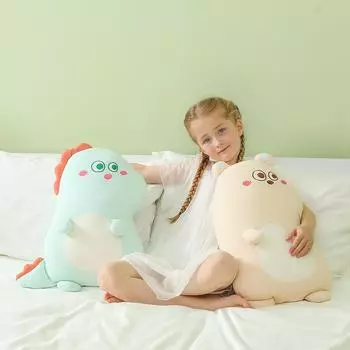 Толстый криволицый медведь динозавр плюшевые игрушки подушки милые мягкие чучела животных кукла стул подушка высокое качество подарок 50X35cm синий