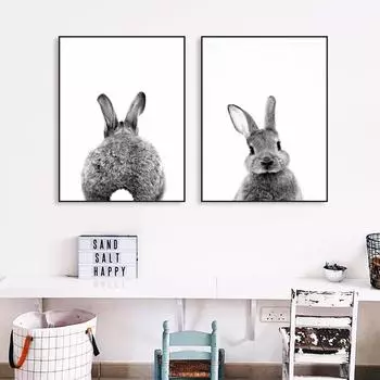 Толстый кролик фото работа картина печать плакатов декоративные настенные панно для гостиной без рамки аксессуары для украшения дома 21cm30cm NoFrame