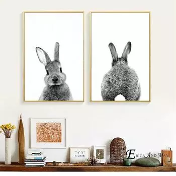 Толстый кролик силуэт художественные плакаты и принты настенное искусство декоративная картина холст живопись для гостиной домашний декор без рамы 21cm30cm NoFrame