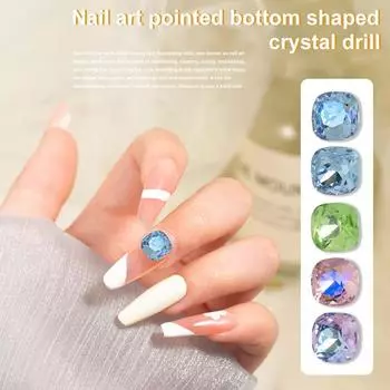 Толстый квадратный дизайн ногтей со стразами, очаровательные аксессуары, кристалл с острой нижней частью K9, стеклянный камень, модные блестящие 3D украшения для ногтей, сделай сам