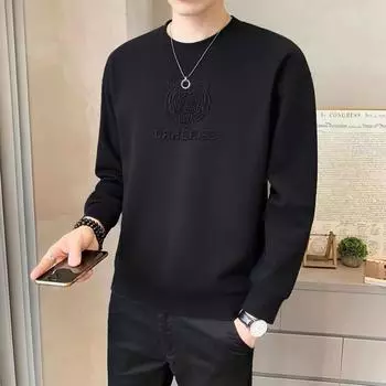 Толстый мужской свитер на весну, осень и зиму с круглым вырезом и принтом из стали, свободная флисовая толстая рубашка с длинными рукавами M